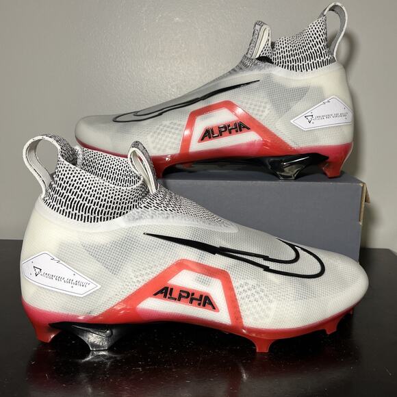 Nike Alpha Menace Elite 3 Mens 14 White Red Football Cleats CT6648-103 Flyknit - Picture 1 of 8